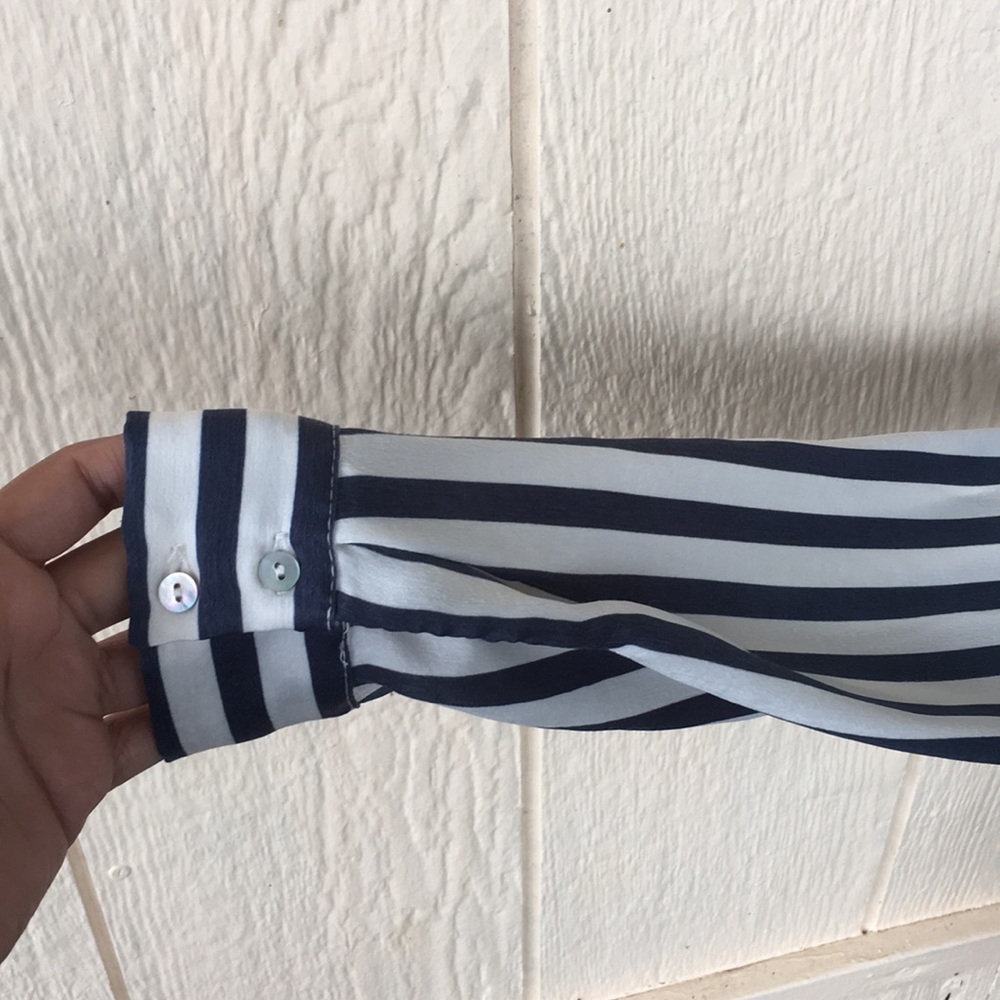 Zara Basic Collection Striped Blouse Bow Detail - image 6